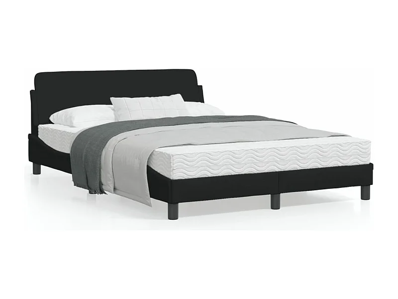 Estrutura de cama c/ cabeceira 140x190 cm tecido preto
