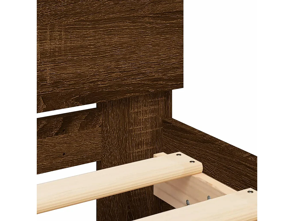 Estrutura cama cabeceira/luzes LED 160x200 cm carvalho castanho