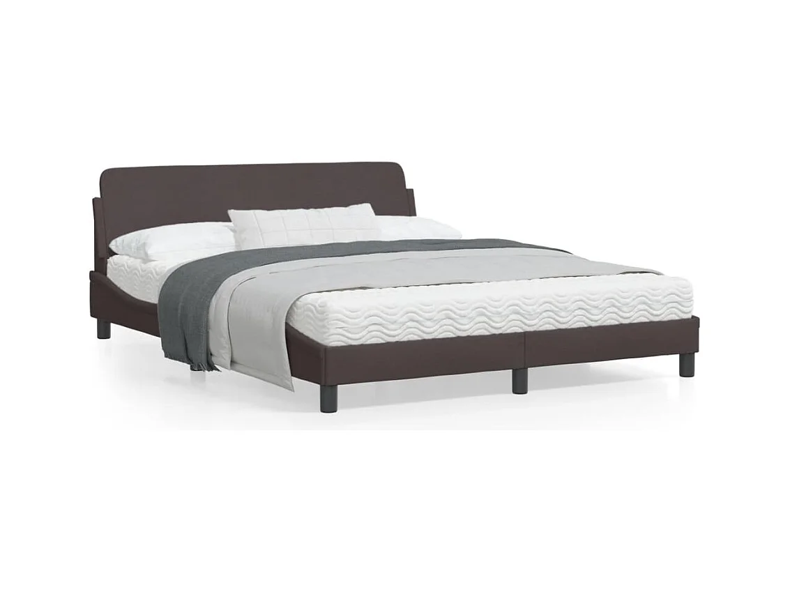 Estructura de cama con cabecero de tela marrón 160x200 cm