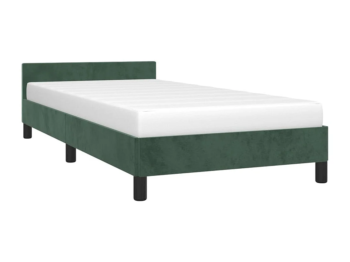 Estructura cama con cabecero terciopelo verde oscuro 90x190 cm