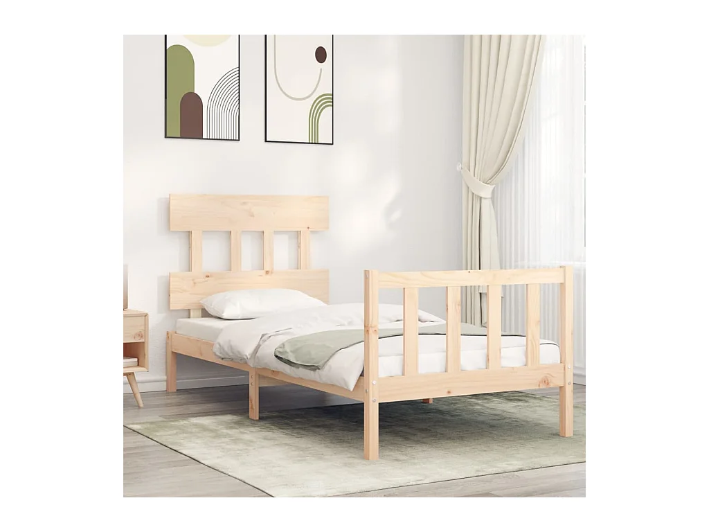 Bedframe met hoofdbord massief hout