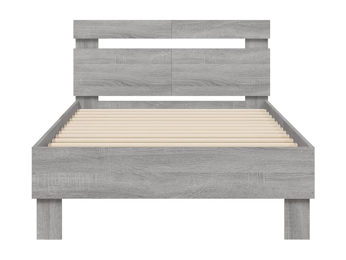 Cama con cabecero madera de ingeniería gris Sonoma 100x200 cm