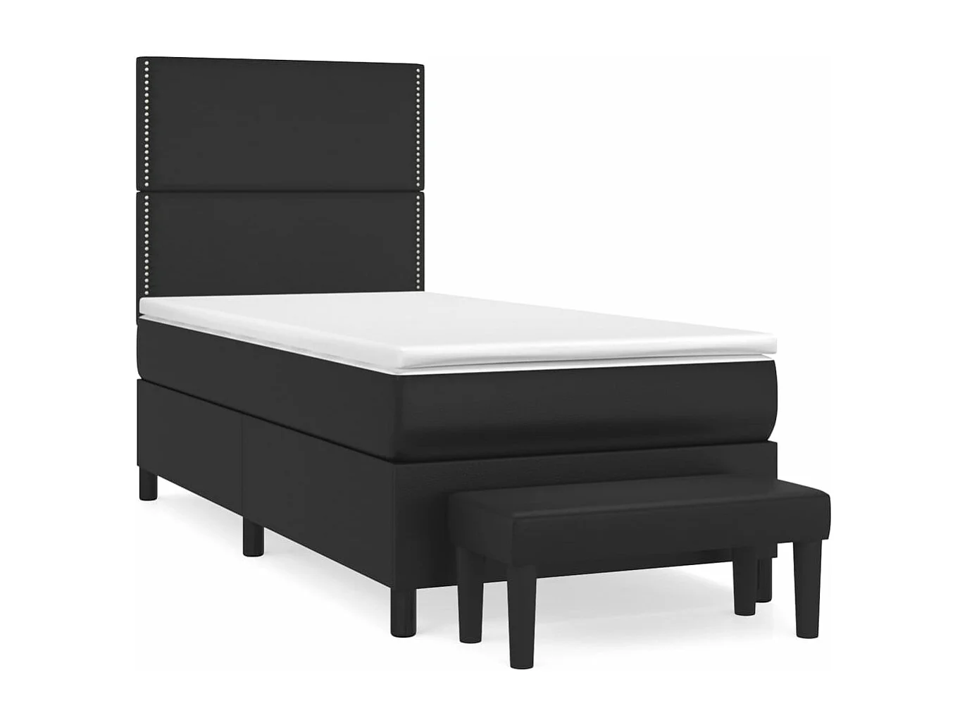 Cama box spring con colchón cuero sintético negro 90x190 cm