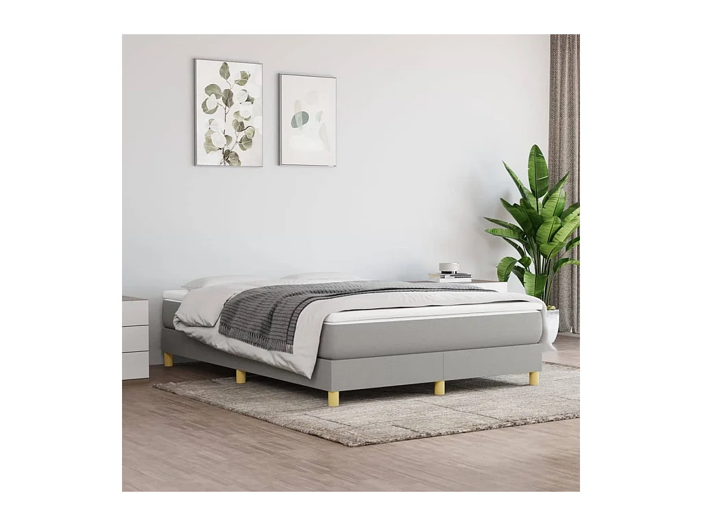 Boxspring met matras stof lichtgrijs 140x200 cm