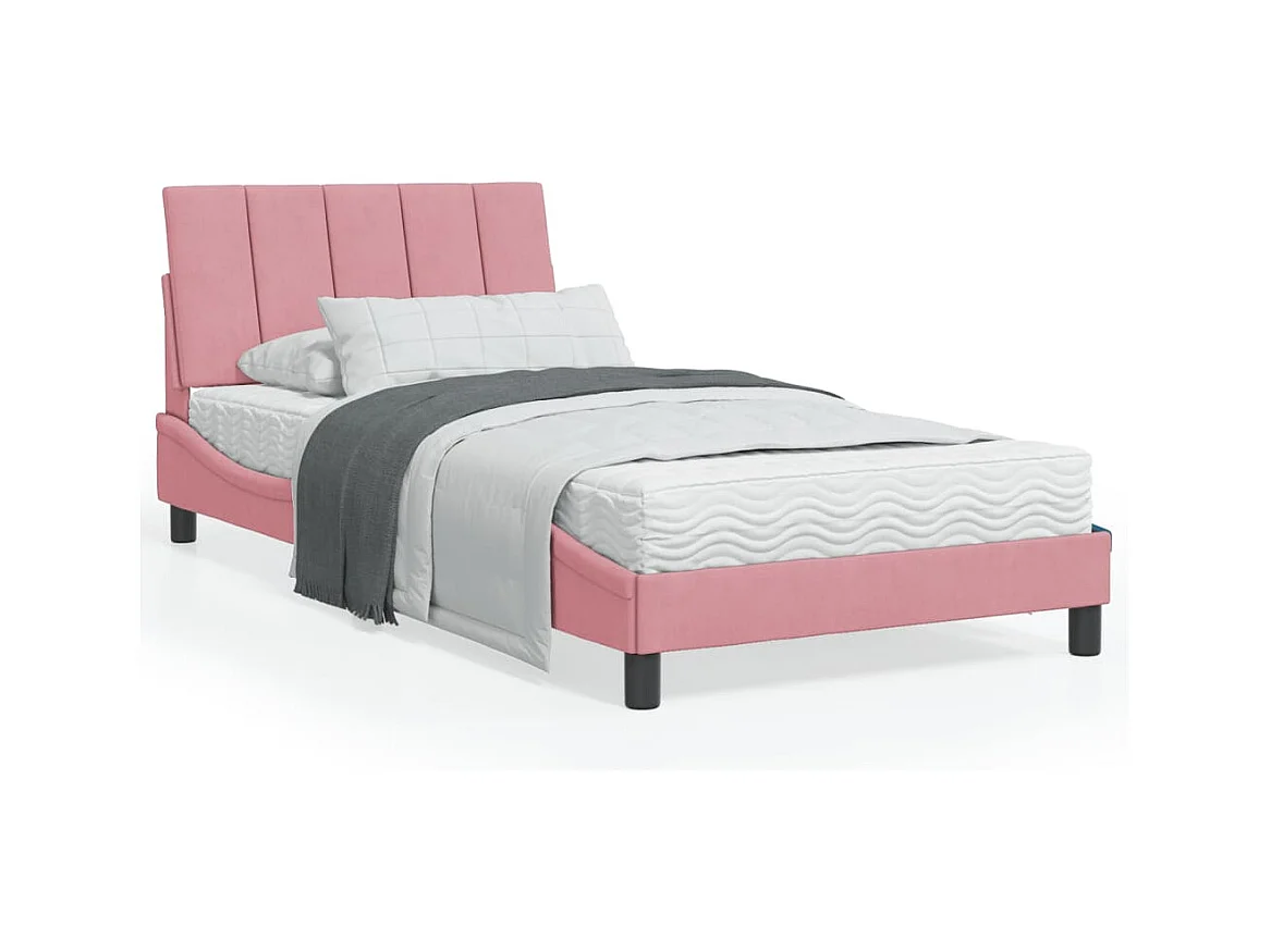 Bedframe zonder matras "Hanko" fluweel roze 100x200 cm