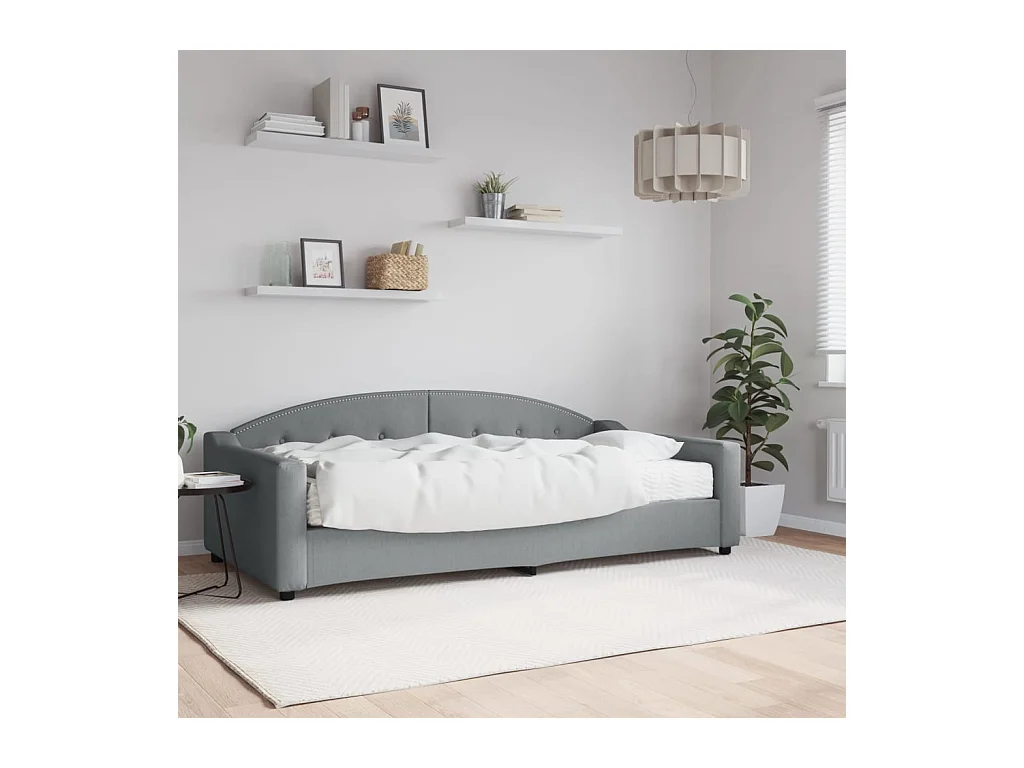 Slaapbank met matras 100x200 cm stof lichtgrijs