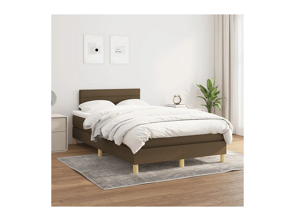 Boxspring met matras stof donkerbruin 120x200 cm