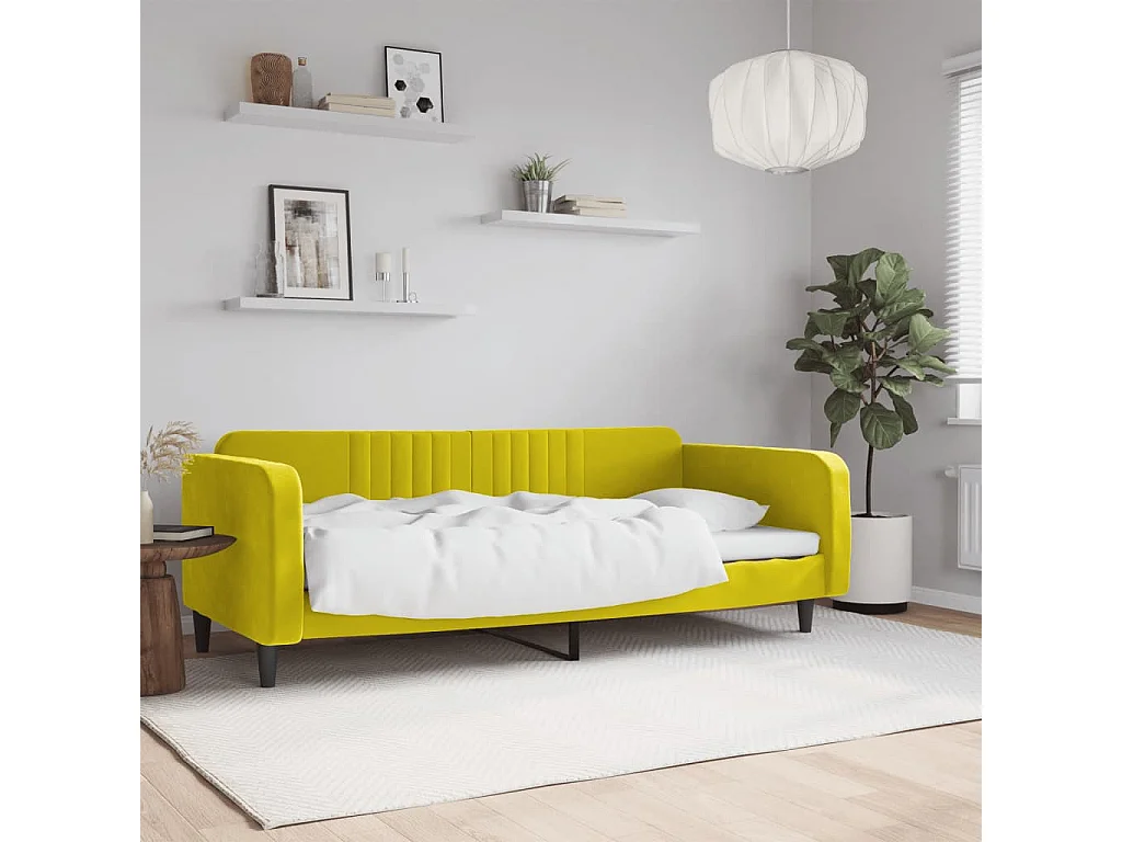Sofá-cama 90x200 cm veludo amarelo