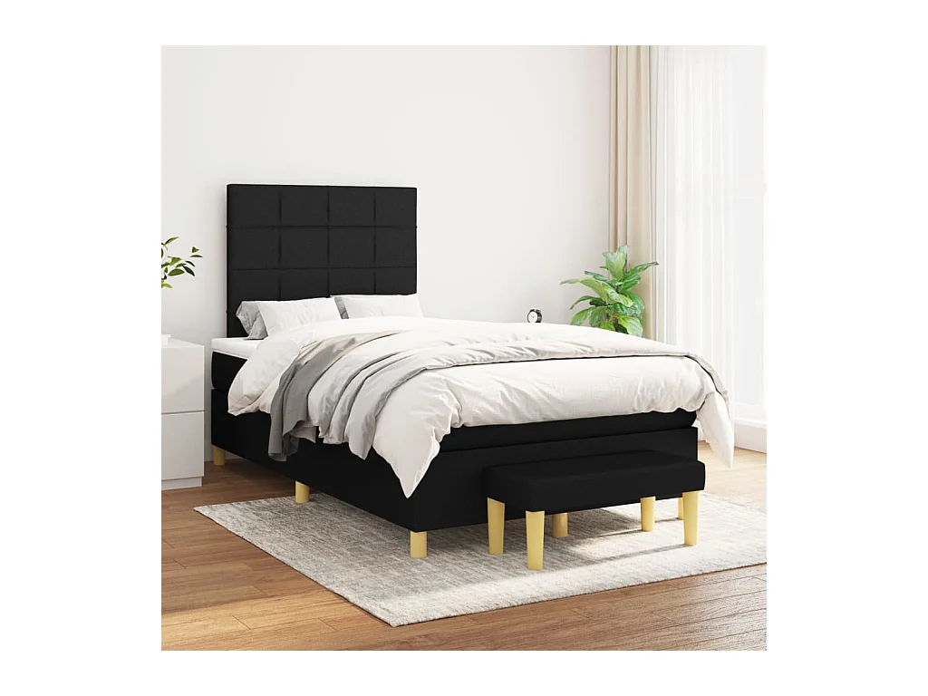 Cama com molas/colchão 120x200 cm tecido preto