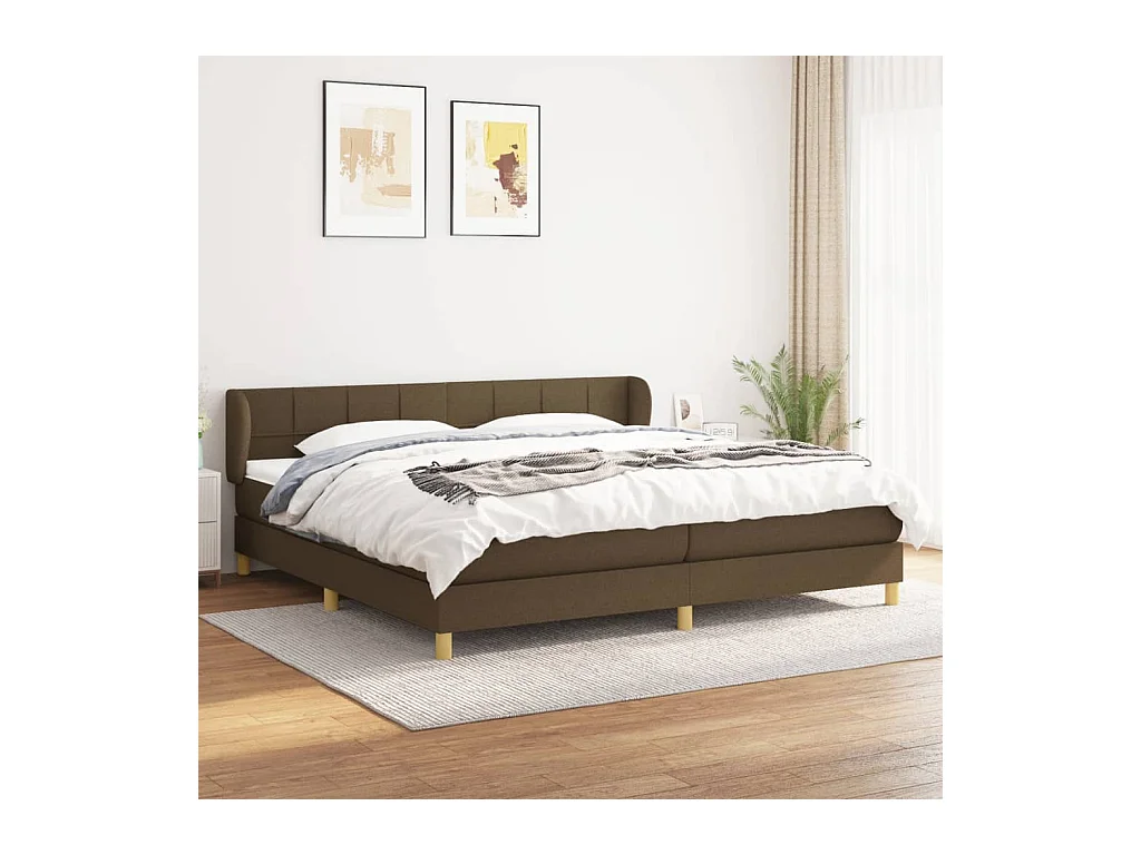Boxspring met matras stof donkerbruin 200x200 cm
