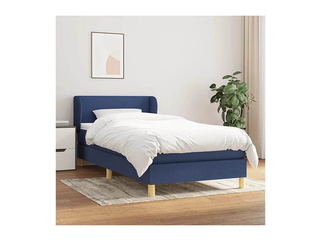 Boxspring met matras stof blauw 80x200 cm