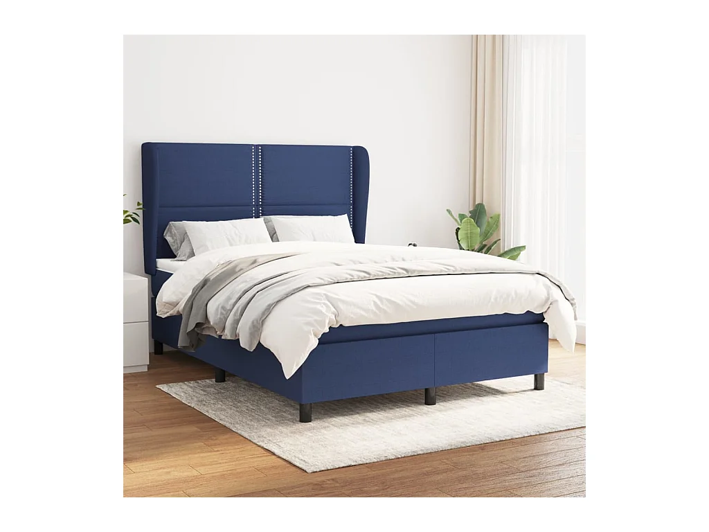 Boxspring met matras stof blauw 140x190 cm
