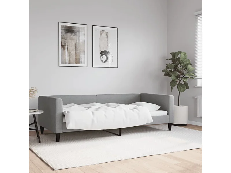 Lit de repos gris clair 90x200 cm Tissu