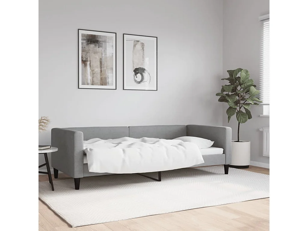 Sofá-cama 90x200 cm tecido cinzento-claro