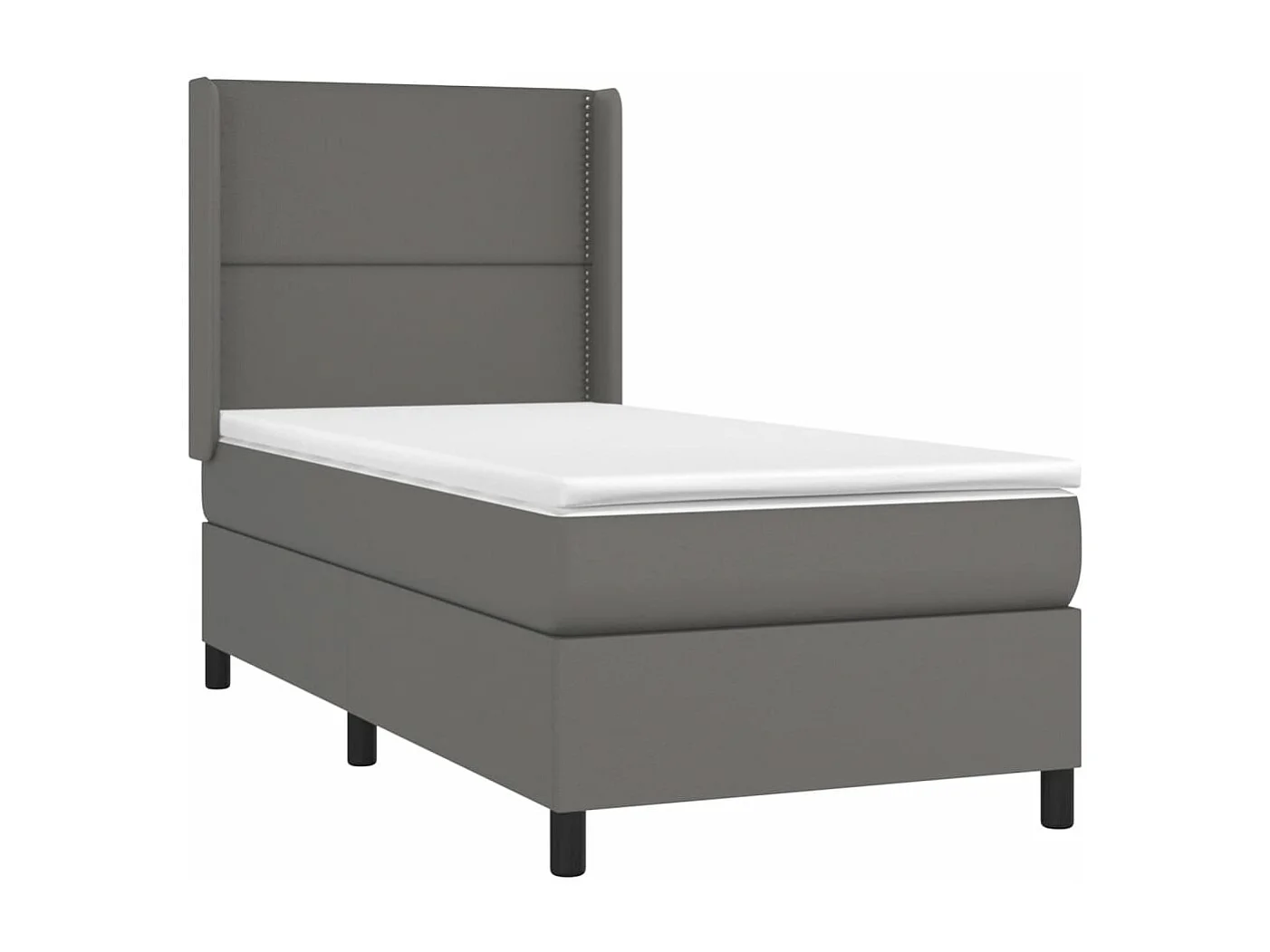 Lit à sommier tapissier avec matelas Gris 80x200 cm Similicuir