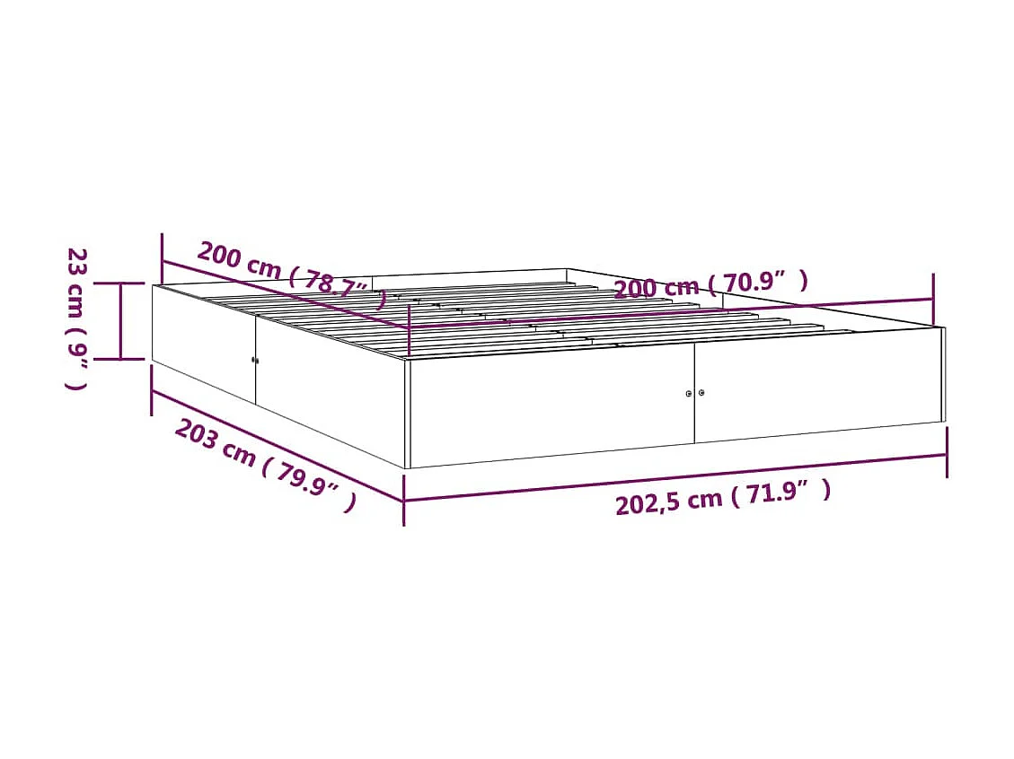 Estrutura de cama 200x200 cm madeira maciça branco