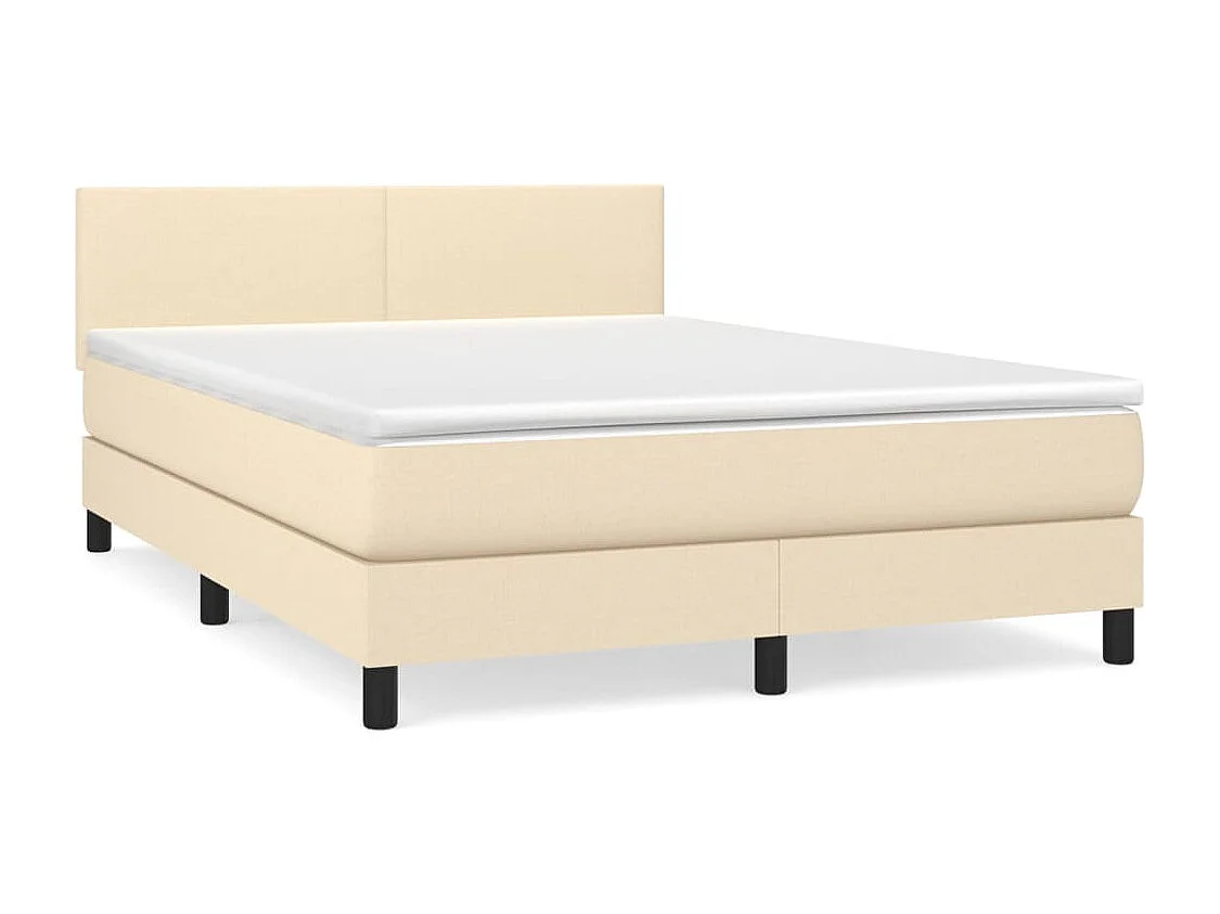 Lit à sommier tapissier avec matelas Crème 140x200 cm Tissu