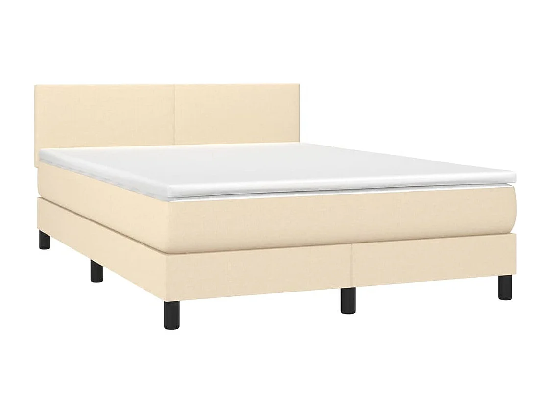 Lit à sommier tapissier avec matelas Crème 140x200 cm Tissu