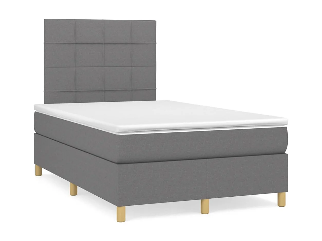 Lit à sommier tapissier avec matelas Gris foncé 120x200cm Tissu