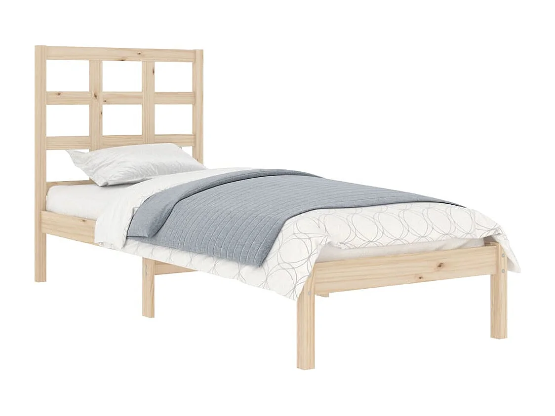 Estructura de cama madera maciza individual pequeña 75x190 cm