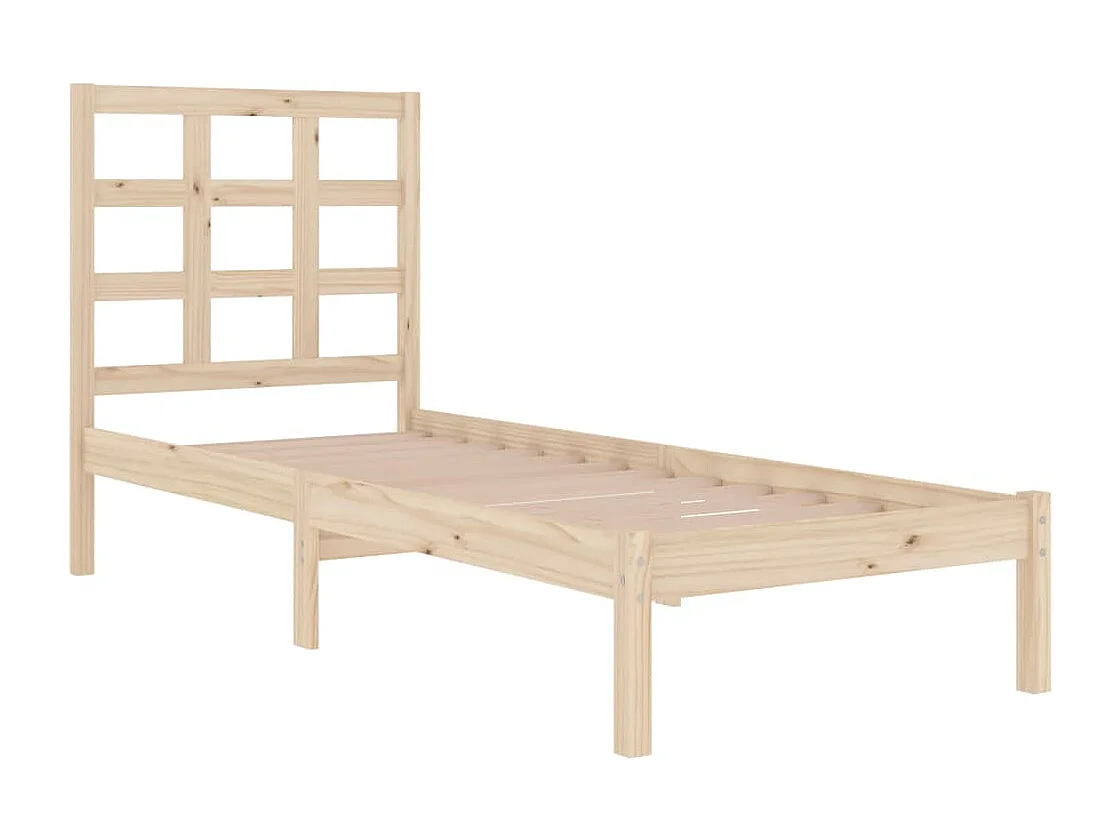 Estructura de cama madera maciza individual pequeña 75x190 cm