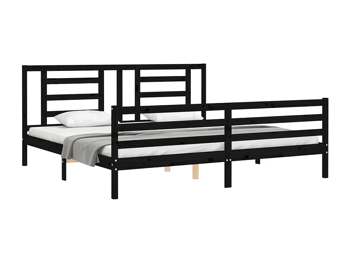 Estrutura de cama com cabeceira 200x200 cm madeira maciça preto