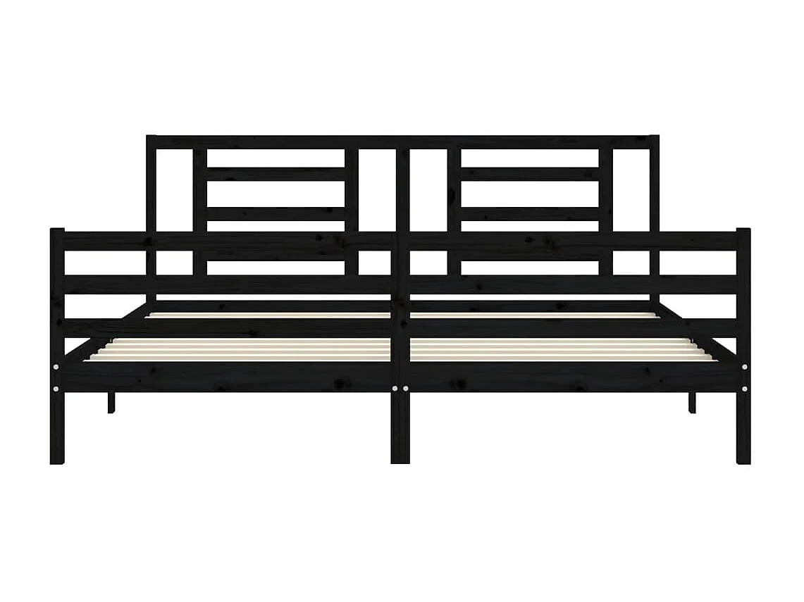 Estrutura de cama com cabeceira 200x200 cm madeira maciça preto