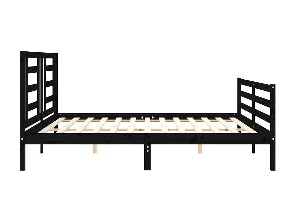 Estrutura de cama com cabeceira 200x200 cm madeira maciça preto