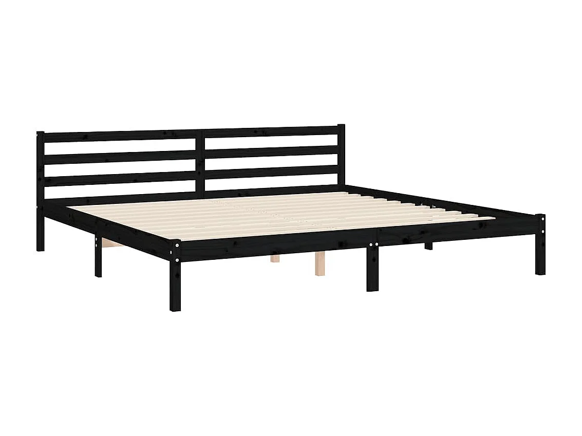Estrutura de cama com cabeceira 200x200 cm madeira maciça preto