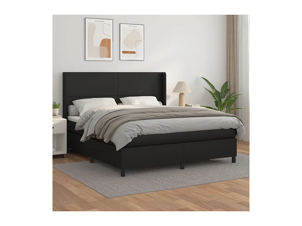 Boxspring met matras kunstleer zwart 160x200 cm