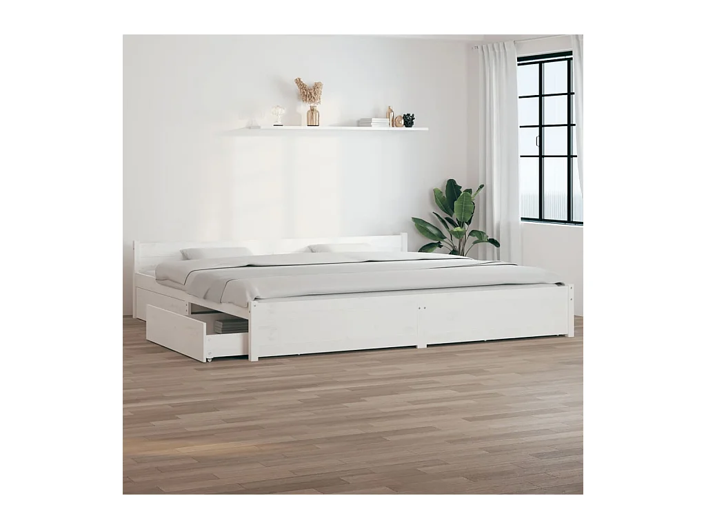 Bedframe met lades wit 180x200 cm Super King Size