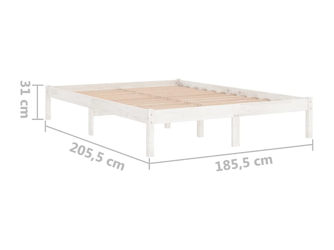Cadre de lit Blanc Bois massif 180x200 cm Super King