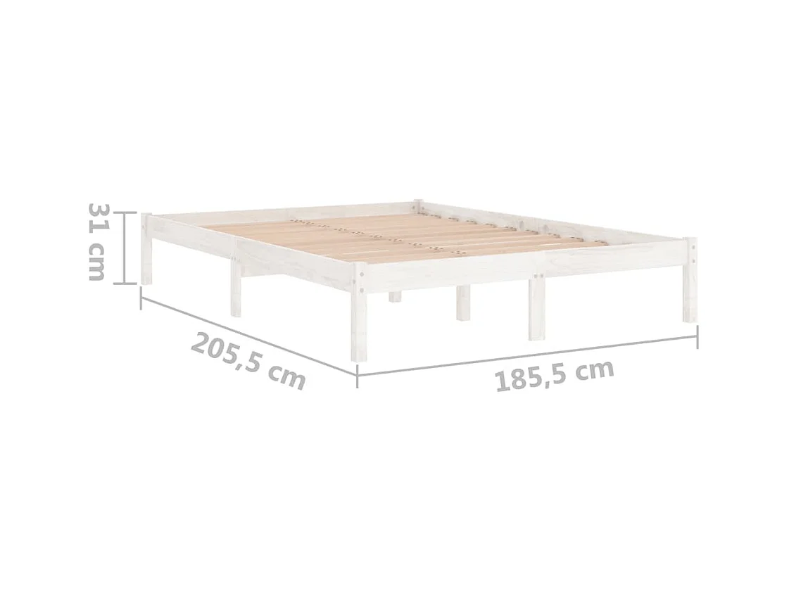 Estrutura de cama super king UK pinho maciço 180x200 cm branco