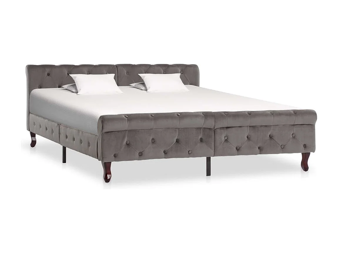 Estructura de cama de terciopelo gris 160x200 cm