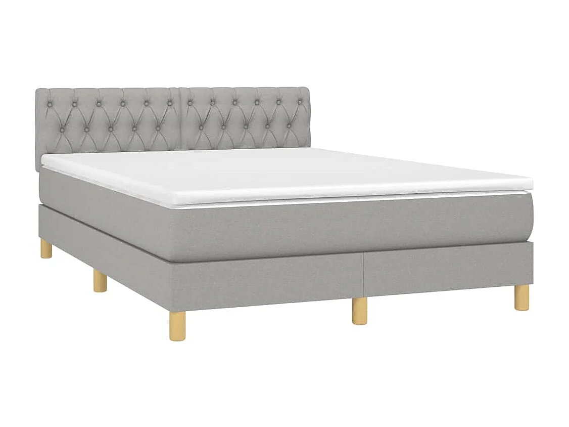 Lit à sommier tapissier avec matelas Gris clair 140x190cm Tissu