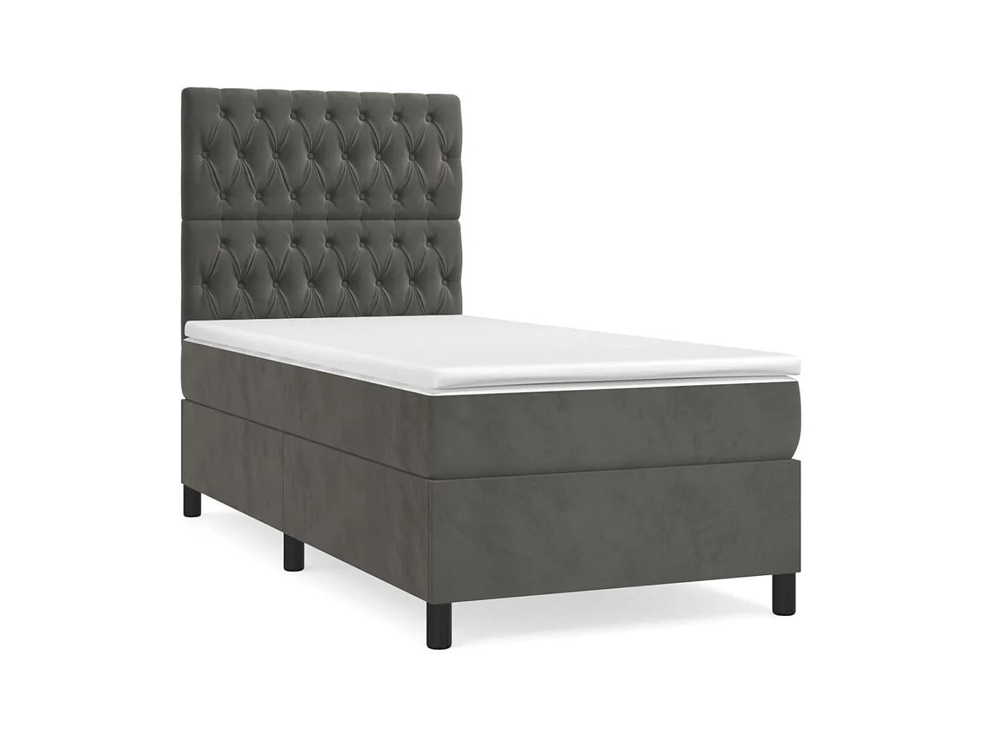 Lit à sommier tapissier avec matelas Gris foncé 100x200 cm