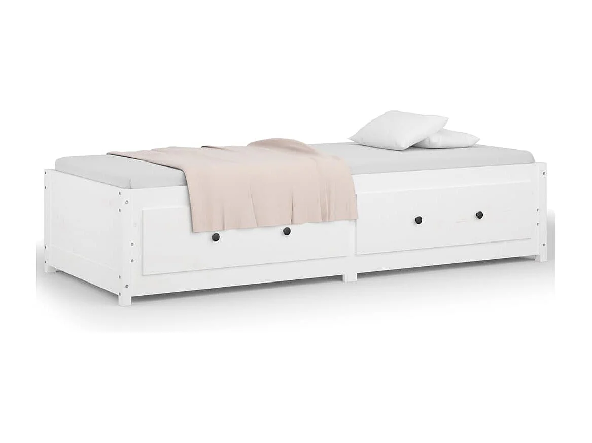 Sofá-cama de solteiro 90x190 cm madeira de pinho maciça branco