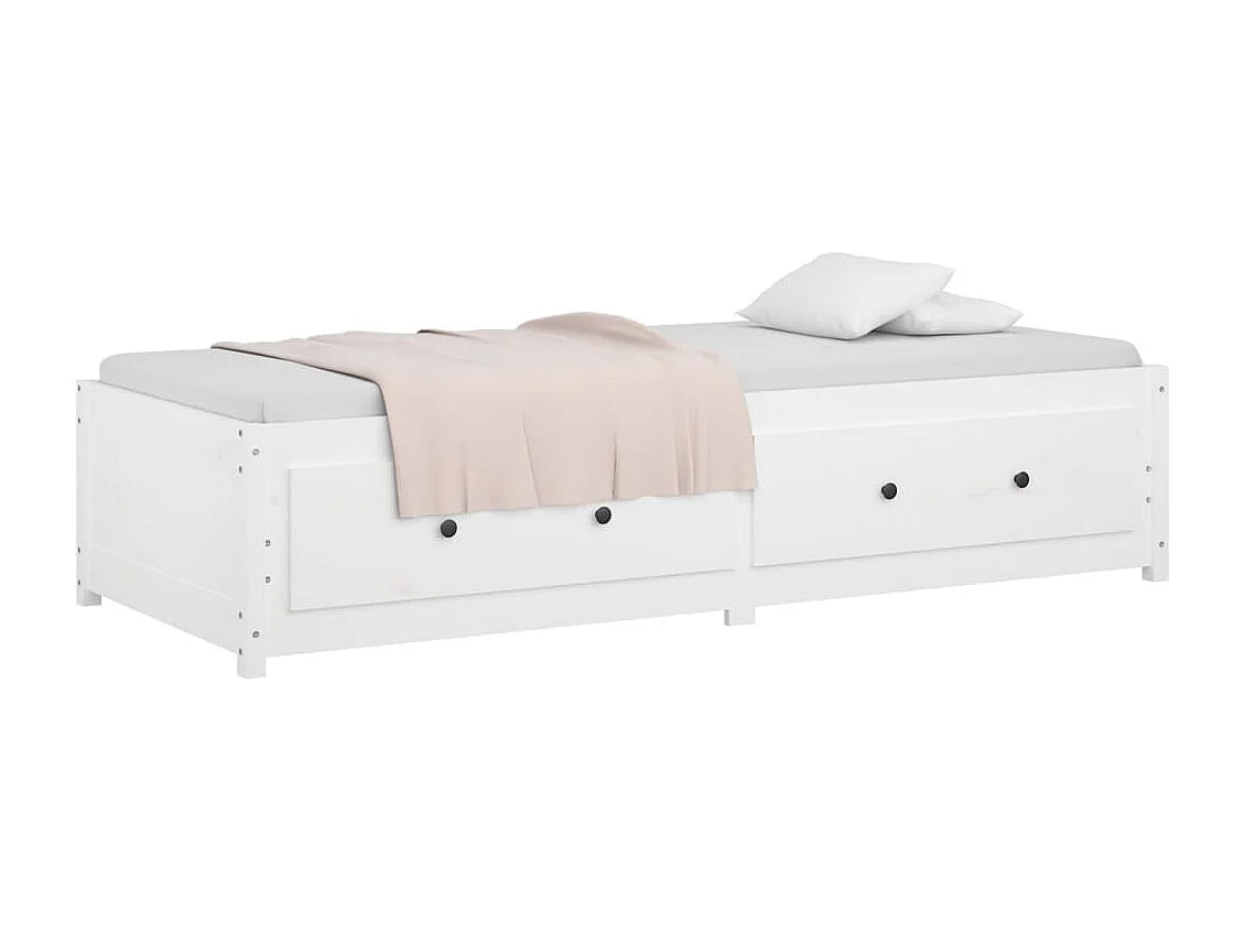 Sofá-cama de solteiro 90x190 cm madeira de pinho maciça branco