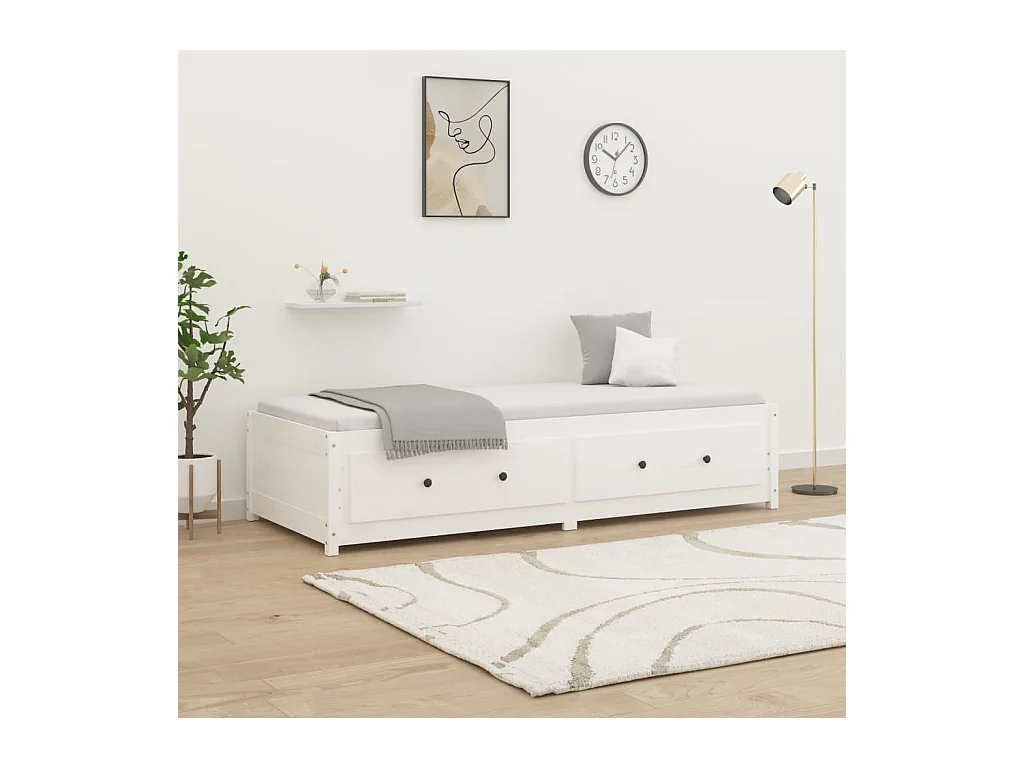 Slaapbank 90x190 cm massief grenenhout wit