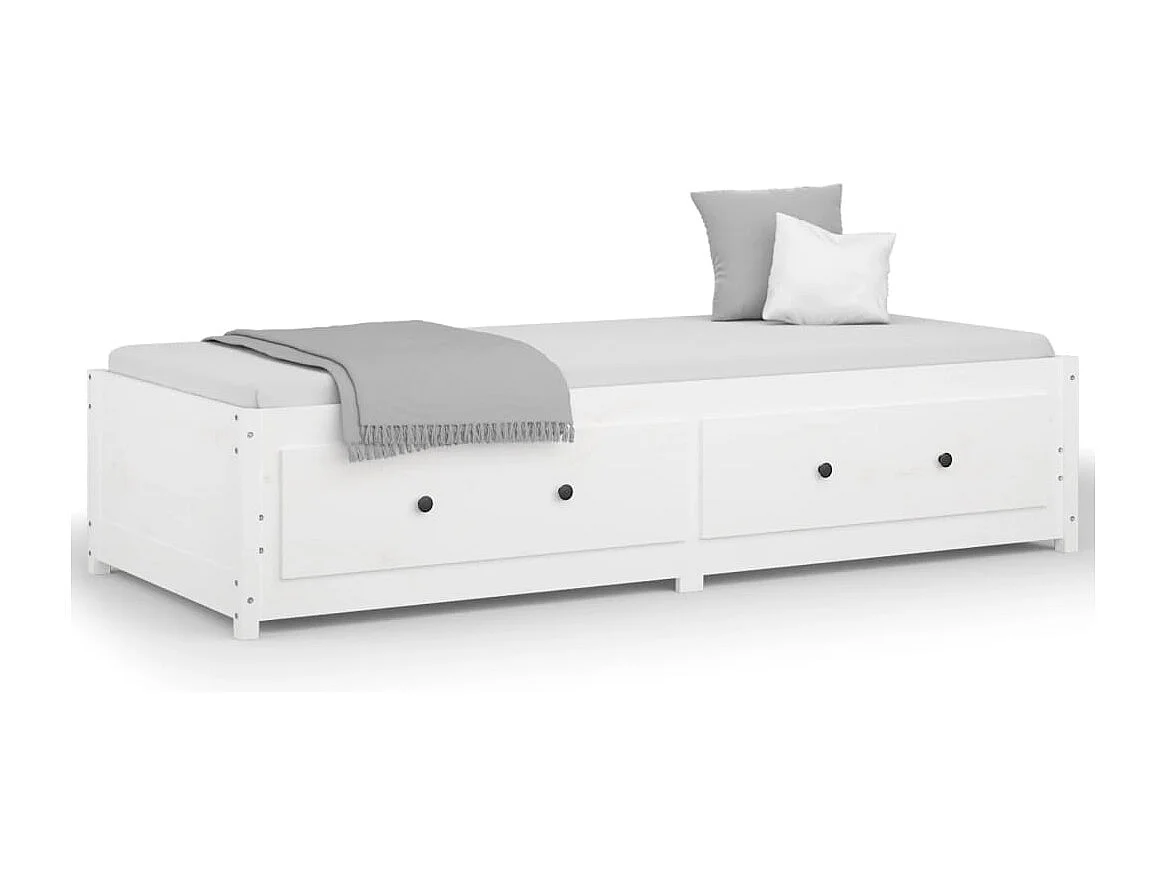 Sofá-cama de solteiro 90x190 cm madeira de pinho maciça branco