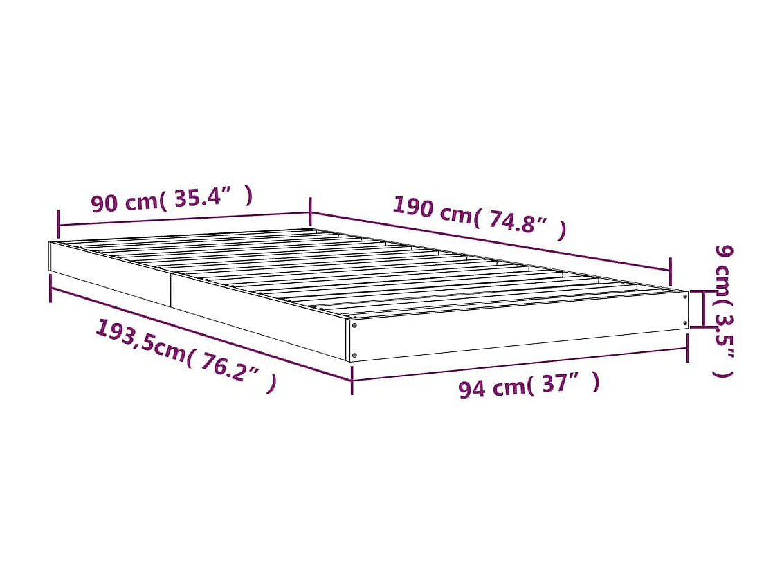 Cadre de lit Blanc 90x190 cm Bois de pin massif Simple