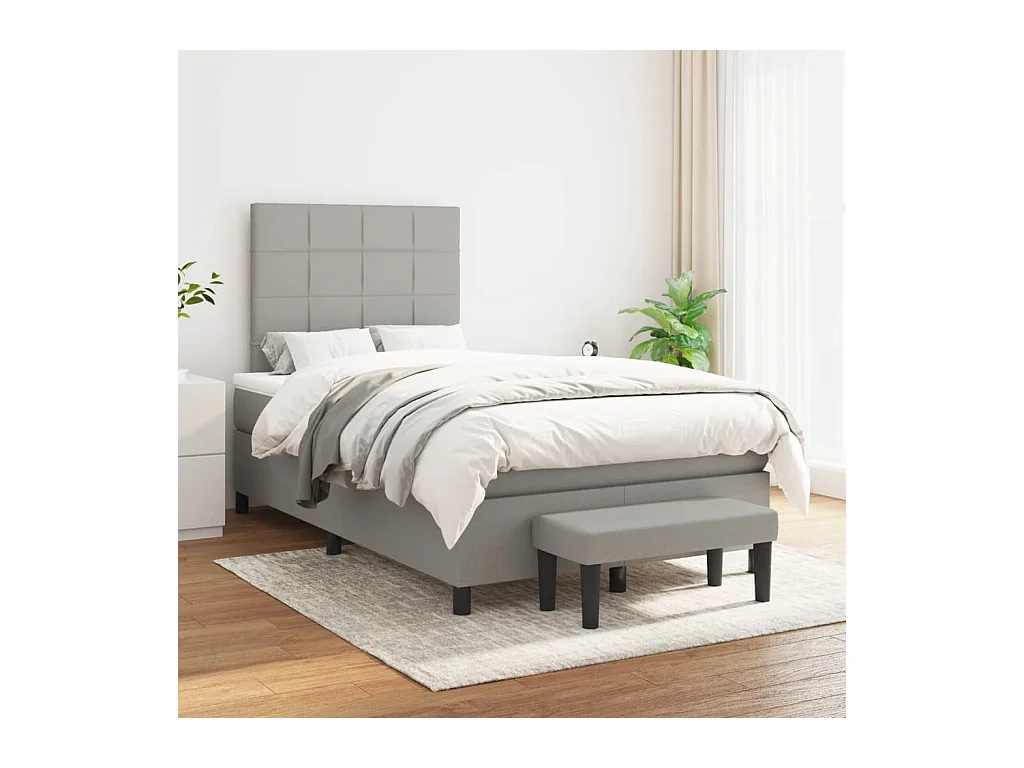 Boxspring met matras stof lichtgrijs 120x200 cm