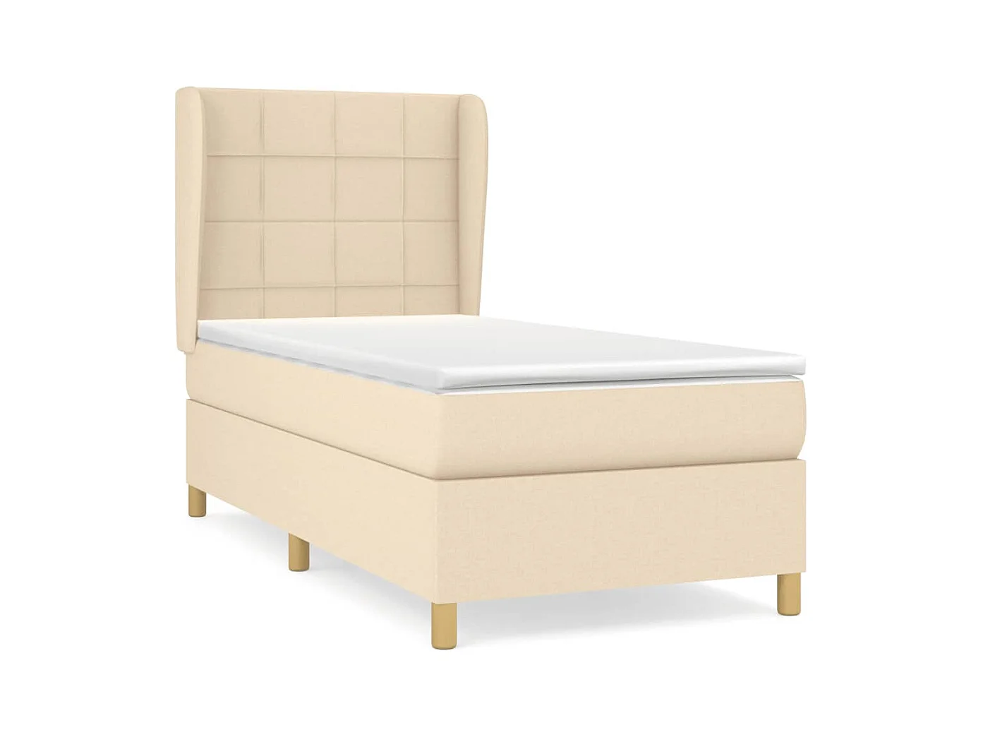 Lit à sommier tapissier et matelas Crème 90x190 cm Tissu
