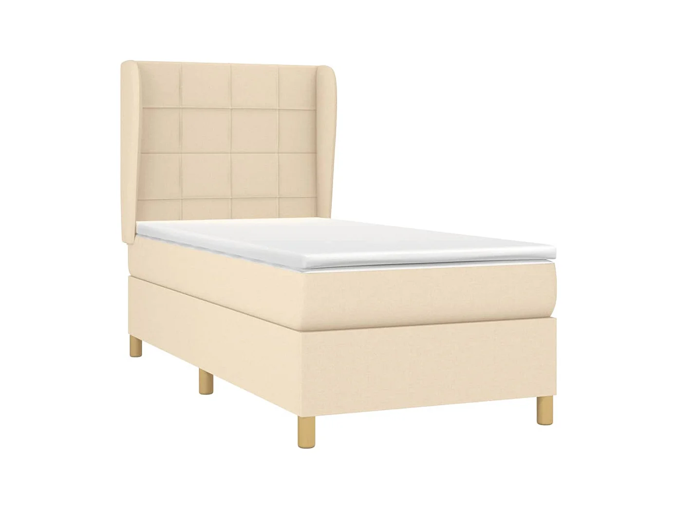 Lit à sommier tapissier et matelas Crème 90x190 cm Tissu