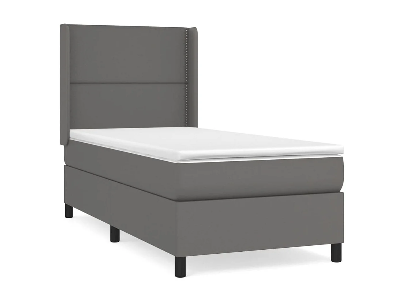 Lit à sommier tapissier avec matelas Gris 90x200 cm Similicuir