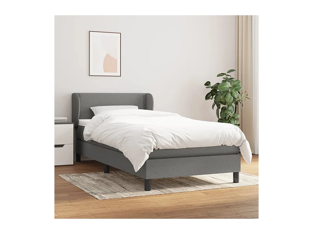 Boxspring met matras stof donkergrijs 90x190 cm