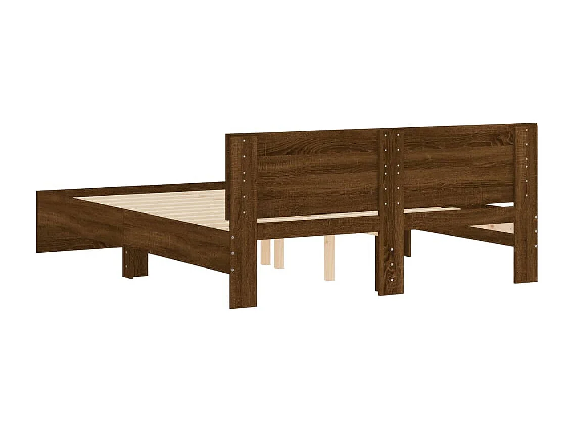 Estrutura de cama com cabeceira 140x200 cm carvalho castanho