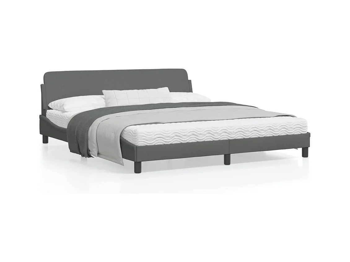 Cadre de lit avec tête de lit Gris foncé 180 x 200 cm Tissu