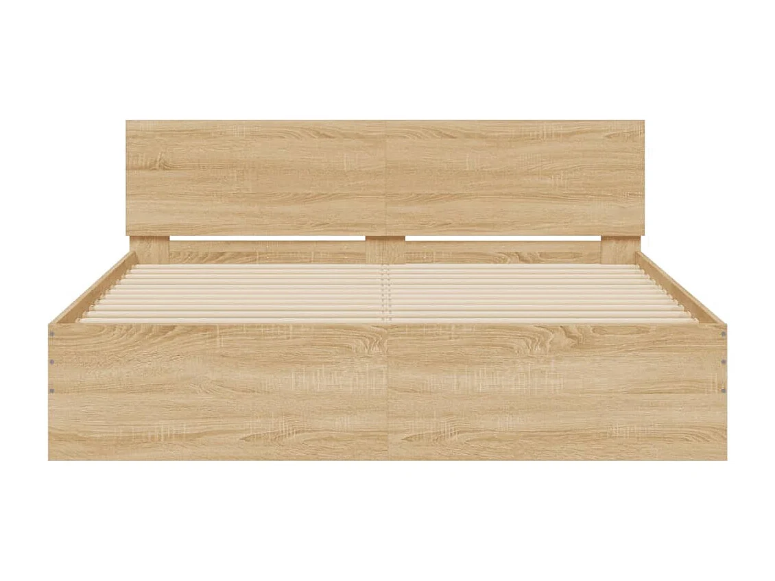 Estrutura cama c/ cabeceira/luzes LED 160x200cm carvalho sonoma