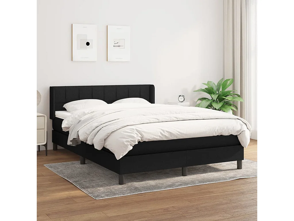 Lit à sommier tapissier avec matelas Noir 140x190 cm Tissu